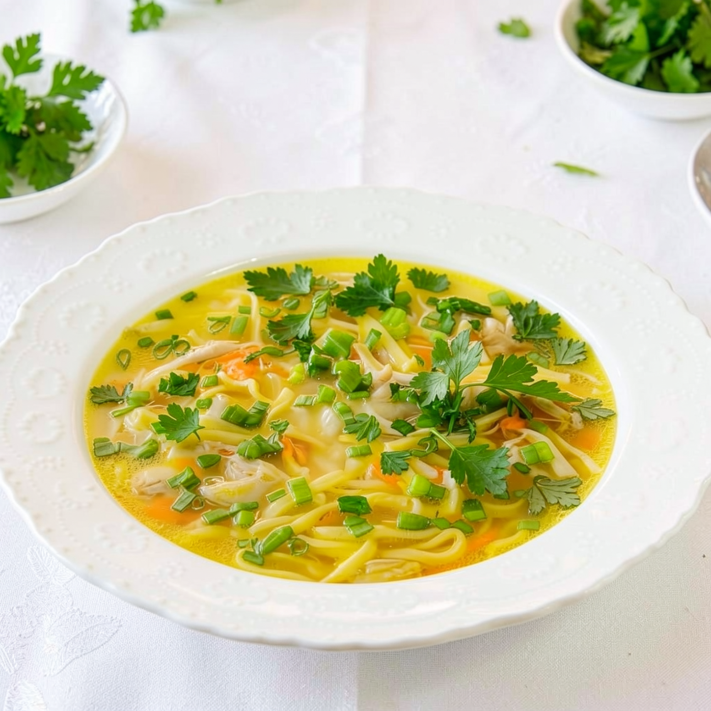 Куриный бульон с домашней лапшой